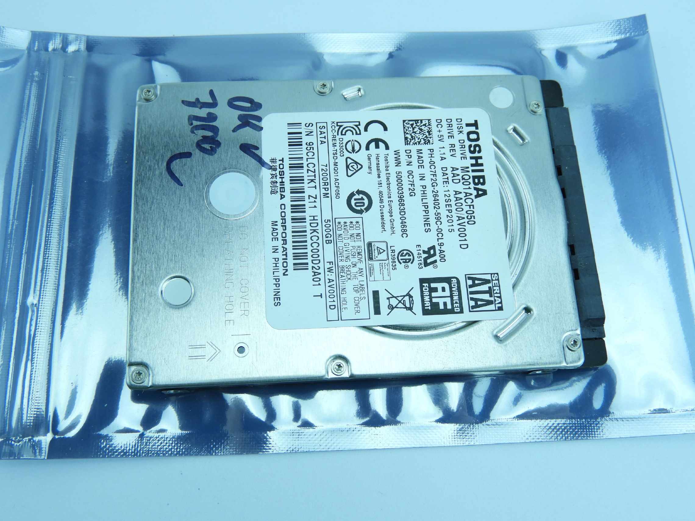 Slim hdd 2.5" 500GB Pevný disk Toshiba MQ01ACF050 