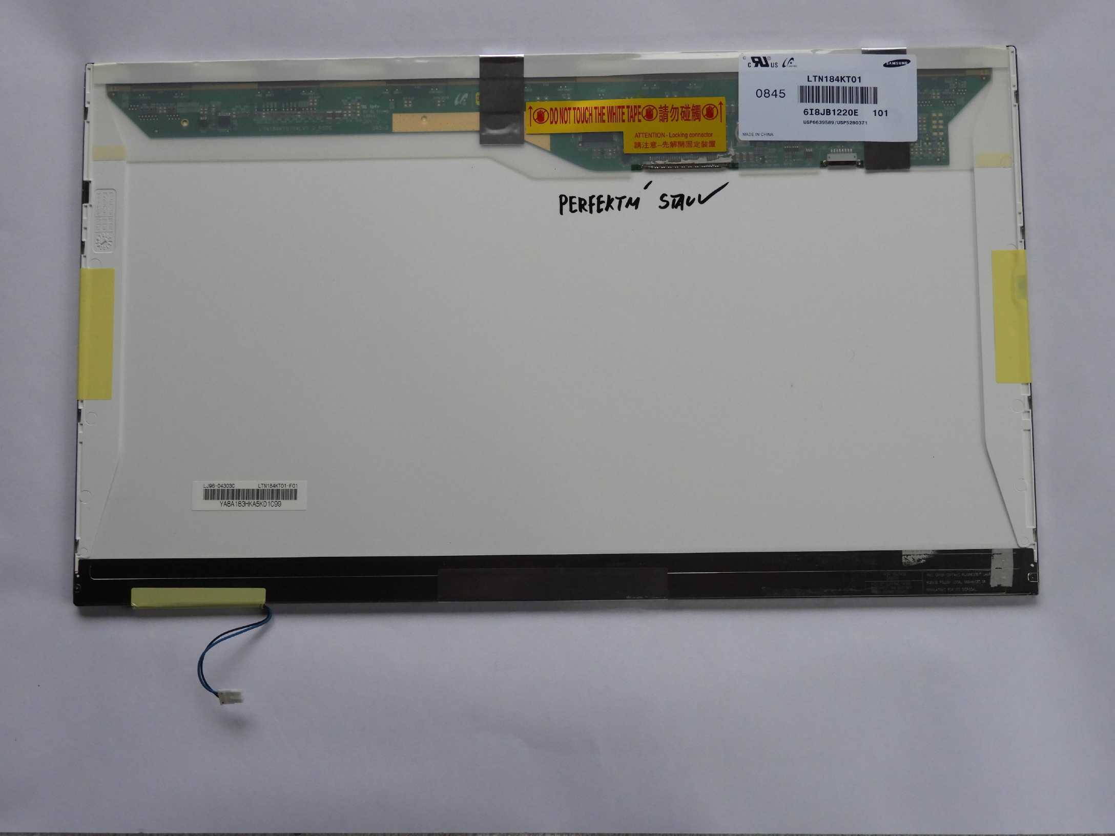 18,4" 18.4" LCD Panel Displej Samsung LTN184KT01 101 1680×945 WSXGA+ 30pin CCFL