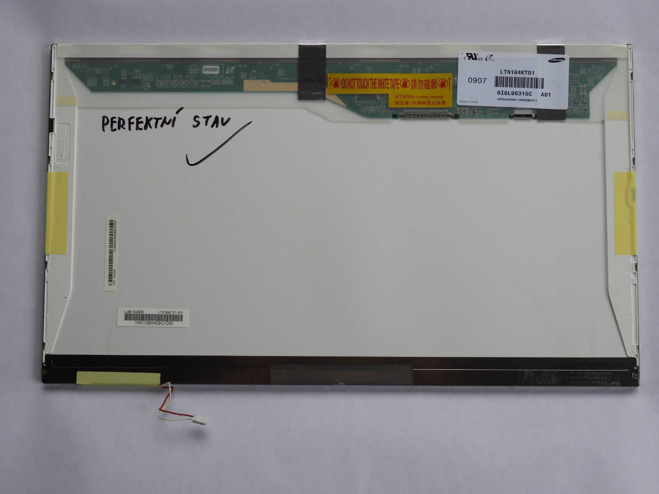 18,4" 18.4" LCD Panel Displej Samsung LTN184KT01 A01 1680×945 WSXGA+ 30pin CCFL