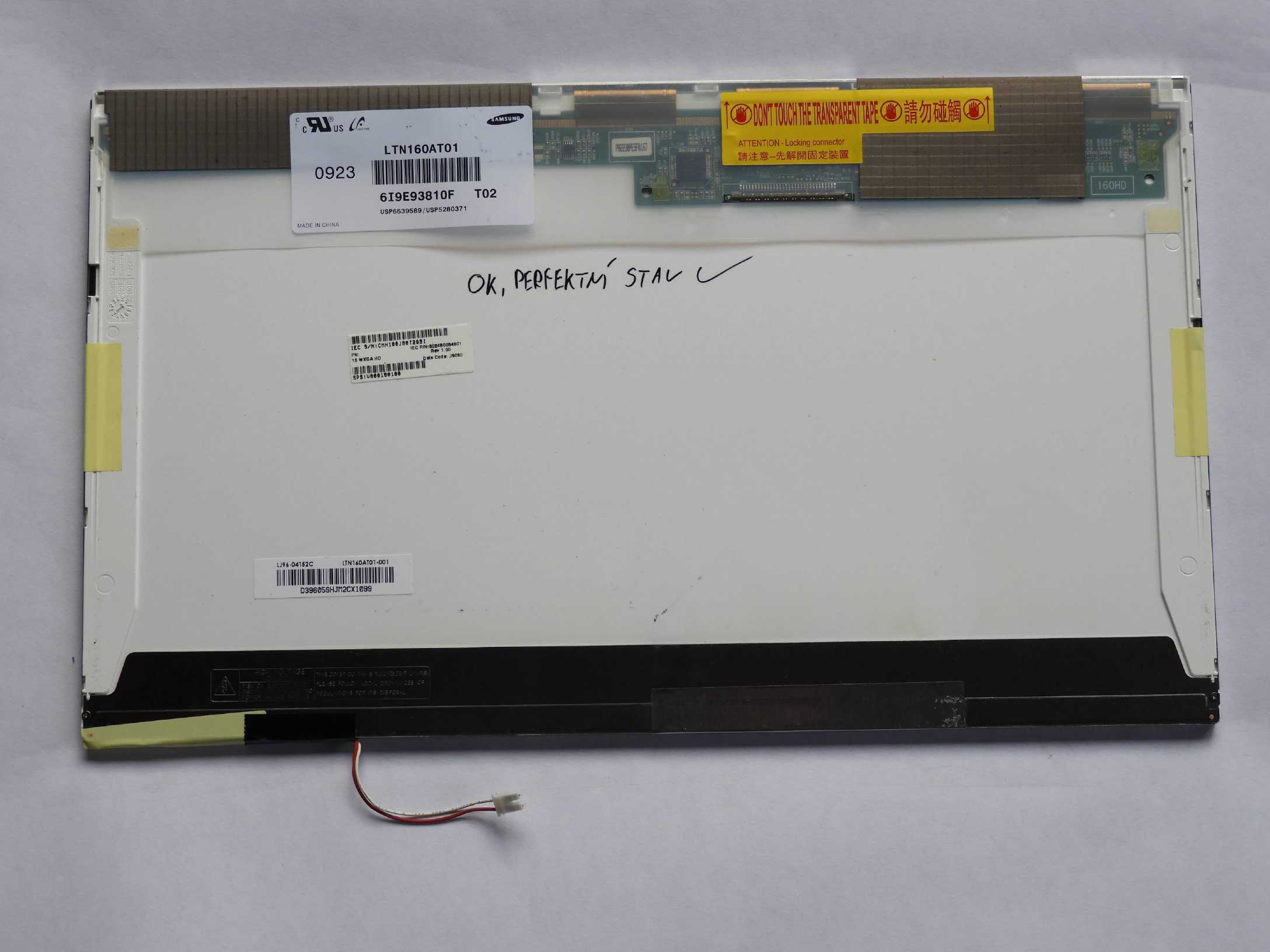 LTN160AT01 LCD Displej 16" 16.0" CCFL 30pin 1366×768