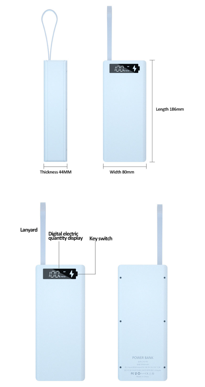 Usb C Externí přenosná baterie 18650 li-ion baterie články 16x18650