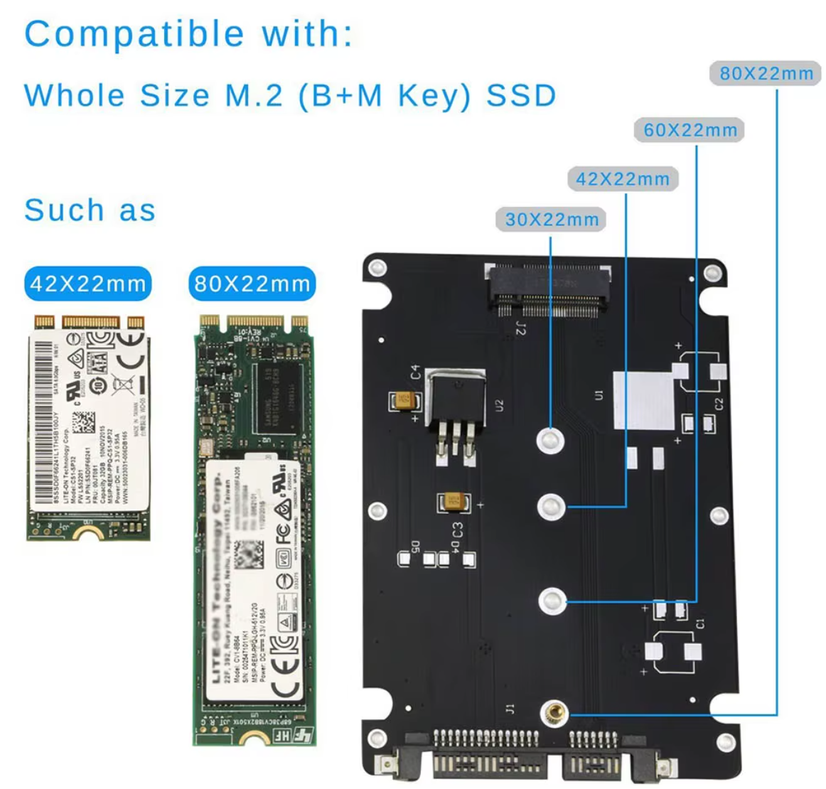 Rámeček redukce ssd M.2 na 2.5" Sata III